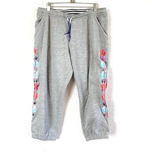 Adidias Gray Cropped Jogger Floral Sweatpants L